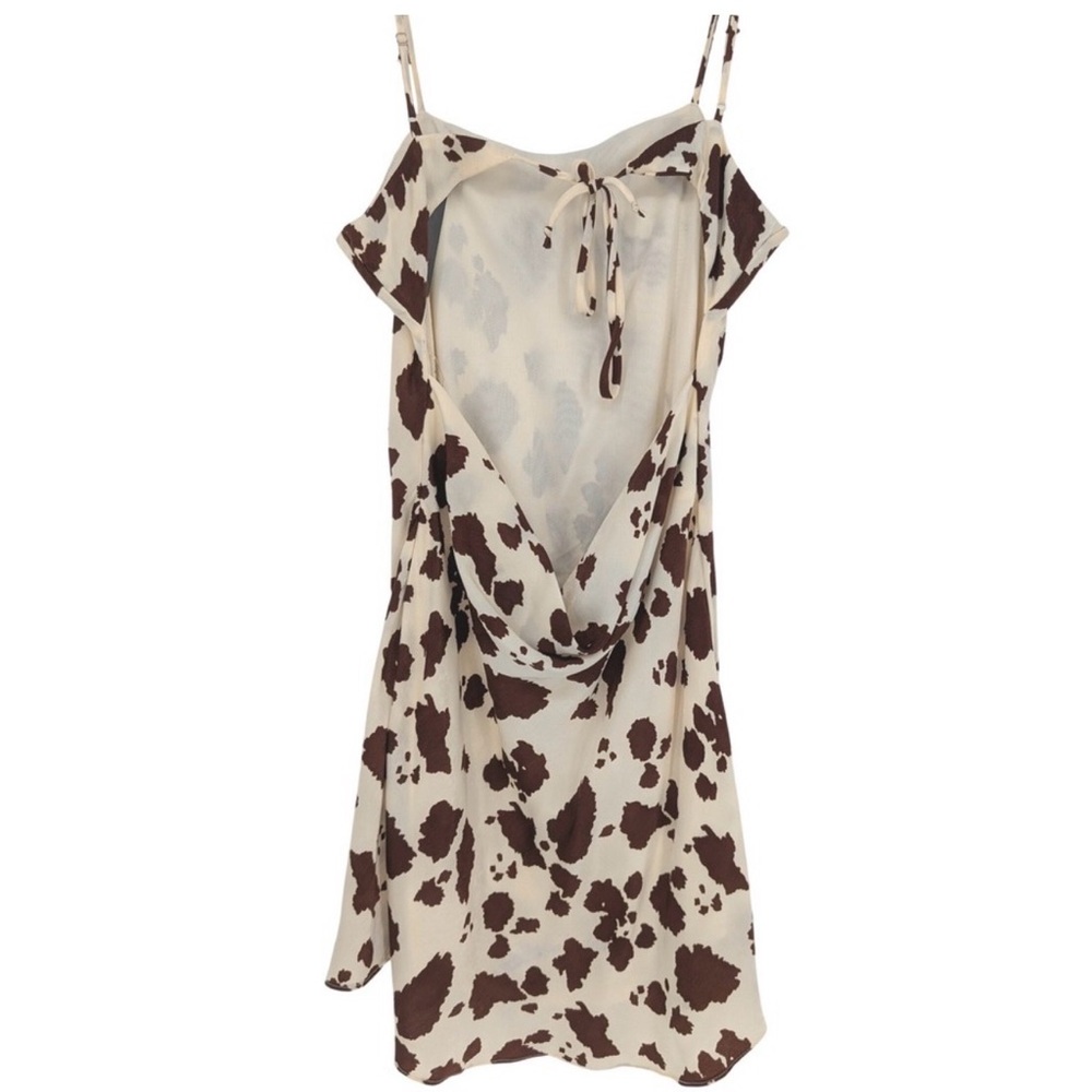 THIRTY/THIRTY Cow Print Spaghetti Strap Mini dress size MD - Picture 3 of 8